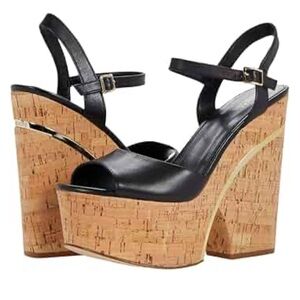 MICHAEL Michael Kors Womens Lana Leather Ankle Strap Wedge Sandals US7.5